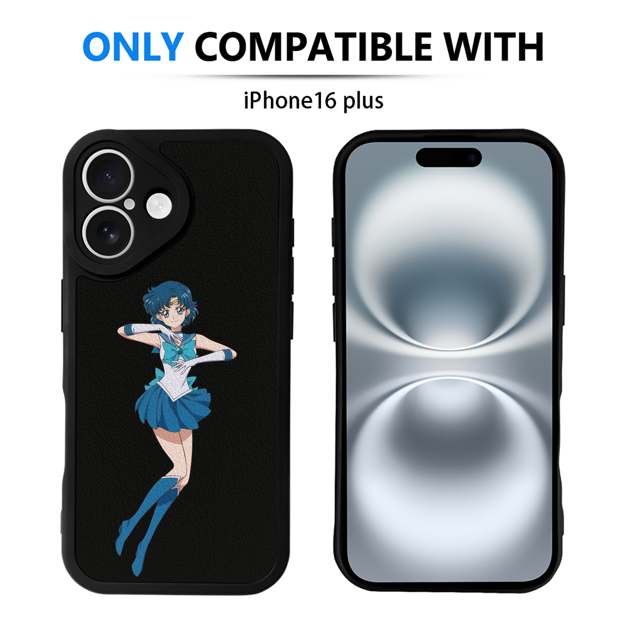 （画像用） 美少女戦士セーラームーン 水野 亜美 みずの あみ Sailor Moon Mizuno Ami 【iPhone 16シリーズ対応】シリコンスマホケース（レザー調） 材質：シリコン